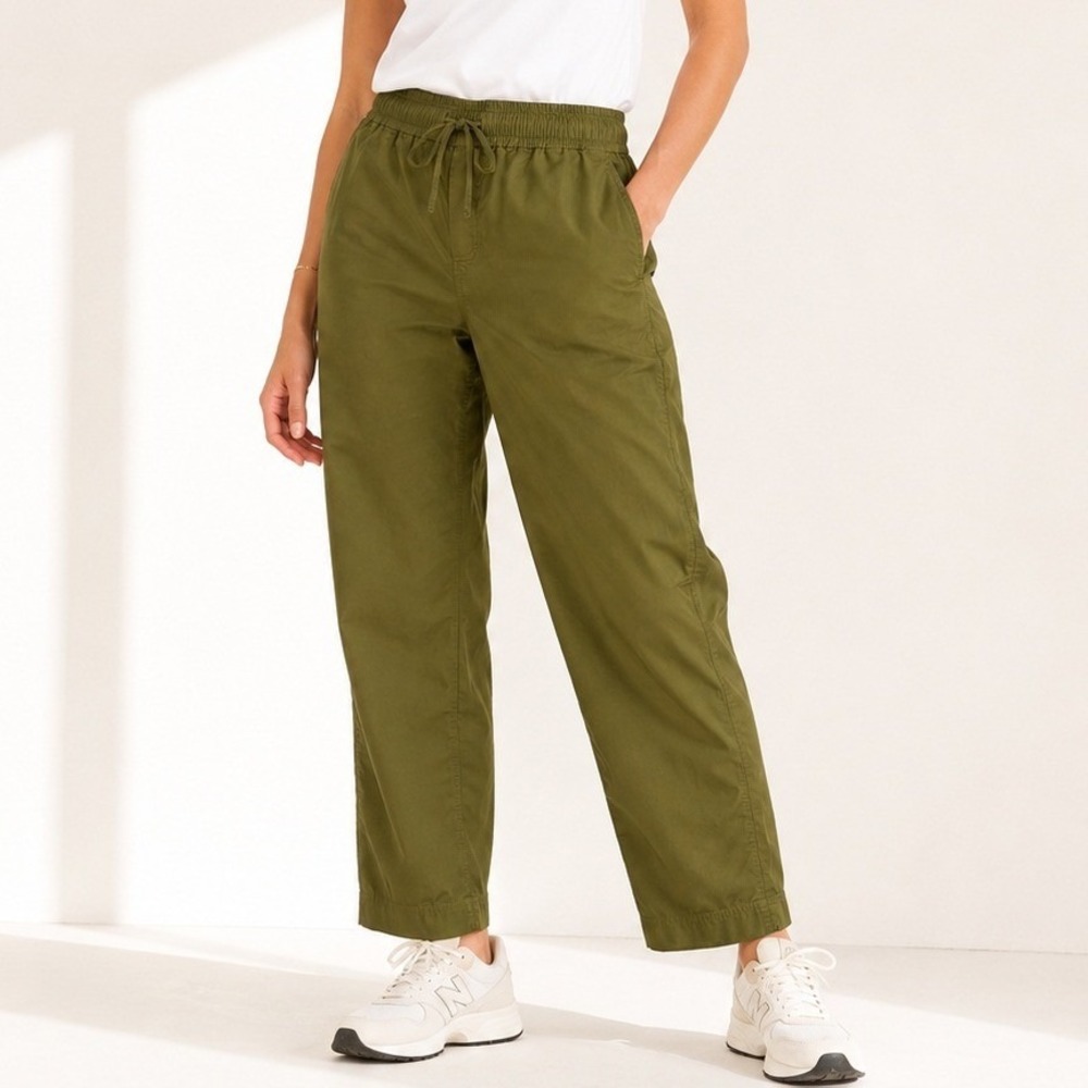 A New Day Women High-Rise Tapered Ankle Pants Elastic Waist Olive Green Small